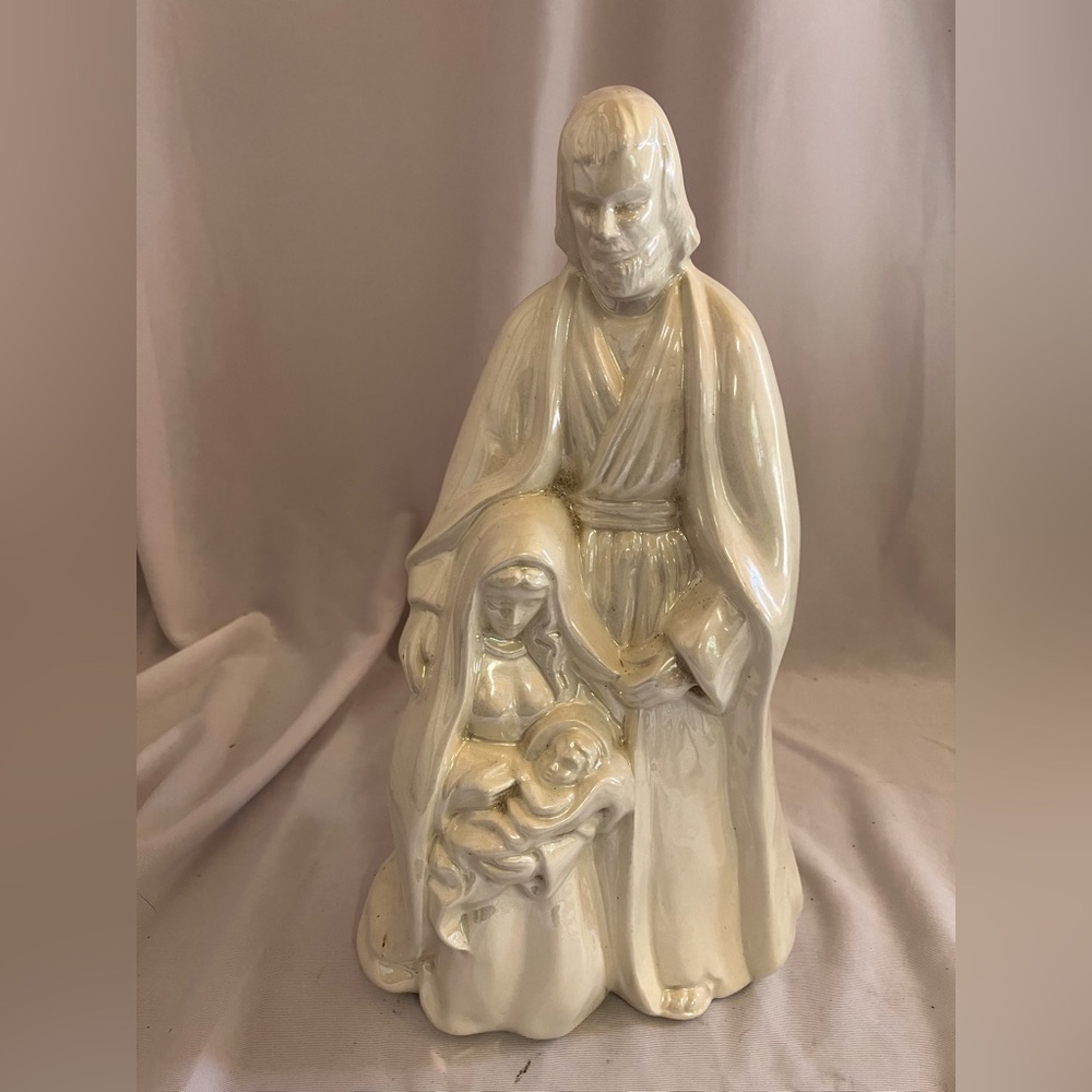 Serene Cream Porcelain Nativity Figurine